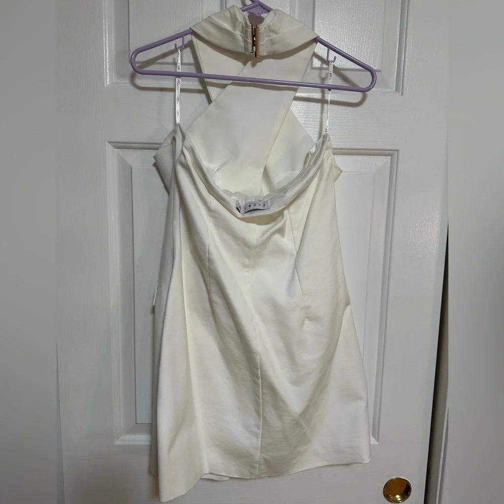 Club L London Dani White Buttoned Bodycon Halter Dress - Picture 5 of 7